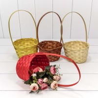 Корзина плетёная Круглая 16*10/30 с ручкой "Береста" (ассортимент) 1/240 Арт: 420-200