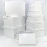 Коробки Прямоугольные Набор 1/10 50*35*25 &quot;Кожа крокодила&quot; матовый Белый 1/1 Арт: 7210808/0090 - Коробки Прямоугольные Набор 1/10 50*35*25 "Кожа крокодила" матовый Белый 1/1 Арт: 7210808/0090