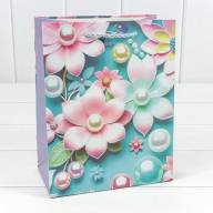 Пакет подарочный с блёстками "Цветы" (микс 262) 18*23*10 210г 1/20 1/360 Арт: 000262E - Пакет подарочный с блёстками "Цветы" (микс 262) 18*23*10 210г 1/20 1/360 Арт: 000262E