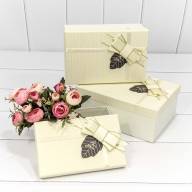 Коробки Прямоугольные Набор 1/3 23*16*9,5 с бантом &quot;For You&quot; Бежевый 1/36 Арт: 7201540/8 - Коробки Прямоугольные Набор 1/3 23*16*9,5 с бантом "For You" Бежевый 1/36 Арт: 7201540/8