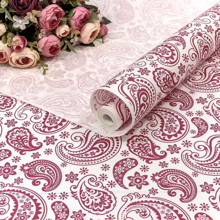 Бумага Крафт 0,72*10м белая 50г "Огуречный узор" Малиновый 1/20 Арт: 1404/07