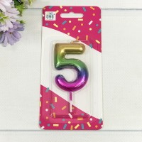 Свеча для торта Цифра 5 "Градиент" 6см 1/12 1/120 Арт: 20010-15/5