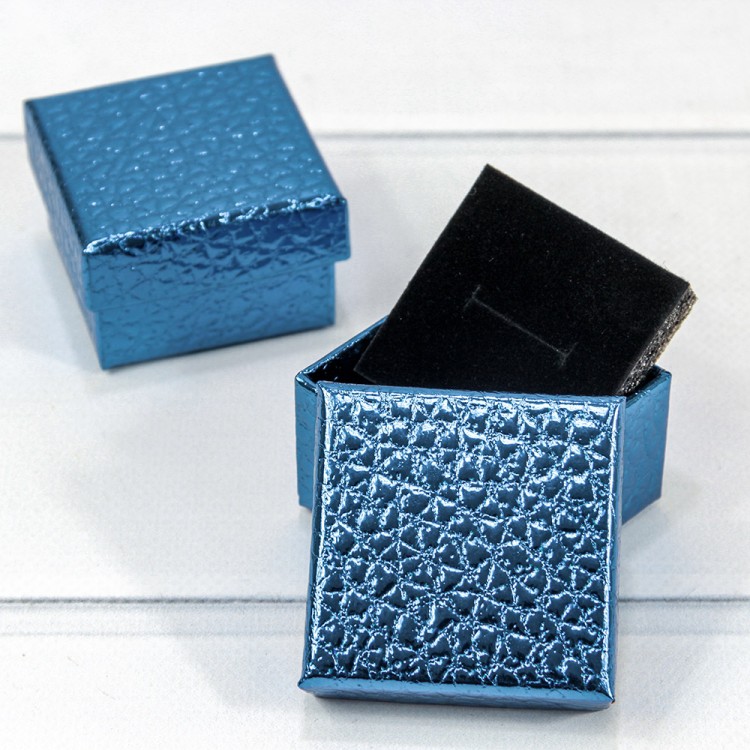 Коробка Квадратная 5*5*3,5 "Кожа крокодила" Синий 1/24 1/720 Арт: 62655/2