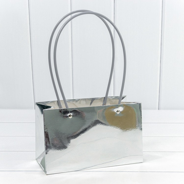 Пакет подарочный "Ваза для цветов" 22*13,5*11 Серебряный 1/10 1/250 Арт: 000170EA/S