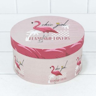 Коробки Круглые Набор 1/3 21*11,5 "Фламинго на розовом фоне" 1/18 Арт: 7212247/0358