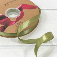 Лента Атласная Полиэстер класс А 1,5см*100ярд Бледно-оливковый 1/13 1/52 Арт: 556-15/567