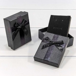 Коробка Прямоугольная 9*7*3 с бантиком Чёрный 1/24 1/480 Арт: 62579/3