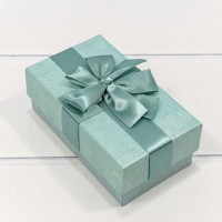 Коробка Прямоугольная 15,5*9*5,8 с двойным бантом Голубой 1/4 1/192 Арт: 720691/9