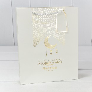 Пакет подарочный с тиснением "Ramadan" (272) 26*32*12 210г Белый 1/20 1/120 Арт: 000272C