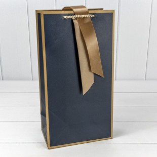 Пакет подарочный с лентой 20*38*12 210г Синий 1/10 1/120 Арт: 000502EM/16