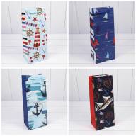 Пакет подарочный &quot;Морской&quot; (микс) 14*35*11 128г 1/20 1/240 Арт: 00037M - Пакет подарочный "Морской" (микс) 14*35*11 128г 1/20 1/240 Арт: 00037M