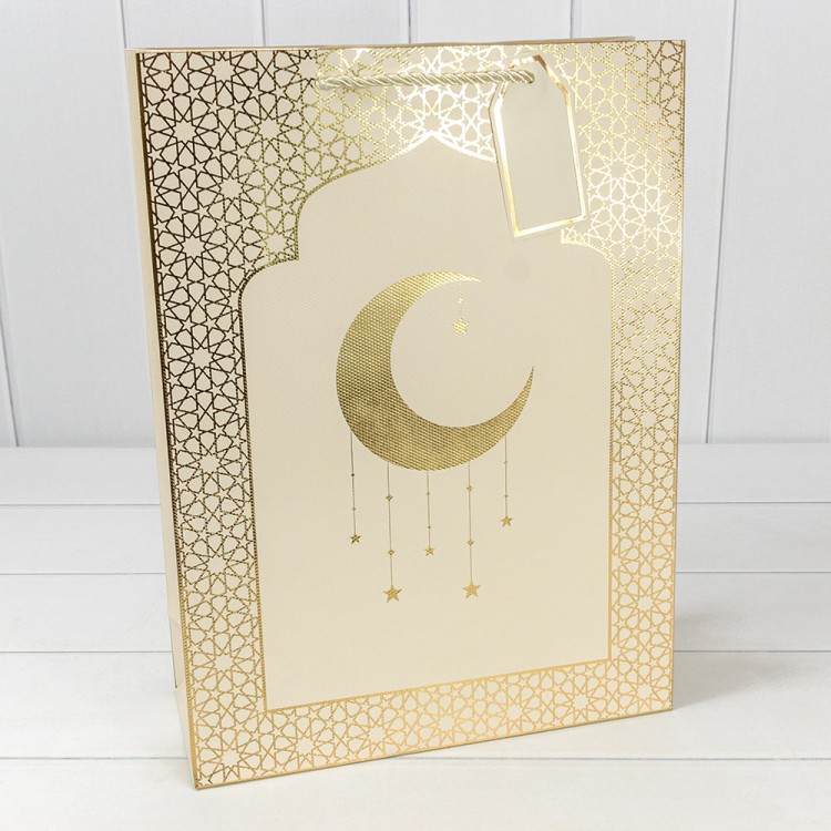 Пакет подарочный с тиснением "Полумесяц" (293) 31*42*12 210г Бежевый 1/20 1/80 Арт: 000293A/5
