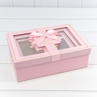 Коробки Прямоугольные Набор 1/3 29*21*9,5 с окошком и бантом Розовый 1/12 Арт: 721307/1