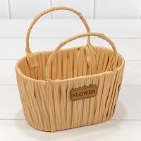 Корзина плетёная Овальная 20*12*11 (±5%) из пластика с ручками Бледно-оранжевый 1/80 Арт: 420124/5