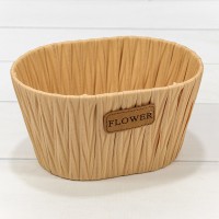 Корзина плетёная Овальная 19*14*11 (±5%) из пластика Бледно-оранжевый 1/80 Арт: 420132/5