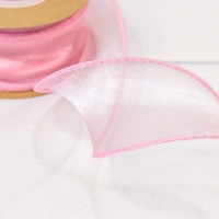 Лента Органза с леской 4см*25ярд Розовый 1/5 1/100 Арт: 551-40/3
