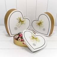 Коробки "Сердце" Набор 1/3 32*30,5*10 с двойным бантом Золотой/Белый 1/16 Арт: 720205/2 - Коробки "Сердце" Набор 1/3 32*30,5*10 с двойным бантом Золотой/Белый 1/16 Арт: 720205/2