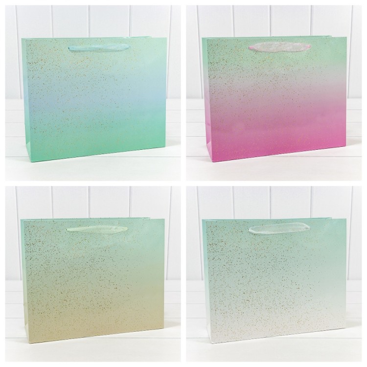 Пакет подарочный "Градиент" с блестящими вкраплениями (микс) 32*26*11 230г 1/20 1/240 Арт: 000196CA