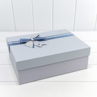 Коробки Прямоугольные Набор 1/3 33,5*25*11,5 с двойным бантом Голубой 1/12 Арт: 720631/3