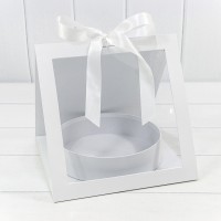 Коробка подарочная 25*26*23 с окошком и бантом "Круг" Белый 1/24 Арт: 720964/7