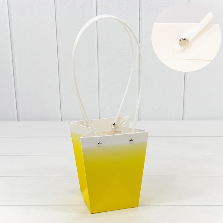 Пакет подарочный "Ваза для цветов" 15,5*13*9,5 260г "Градиент" Жёлтый 1/10 1/150 Арт: 000184G/5