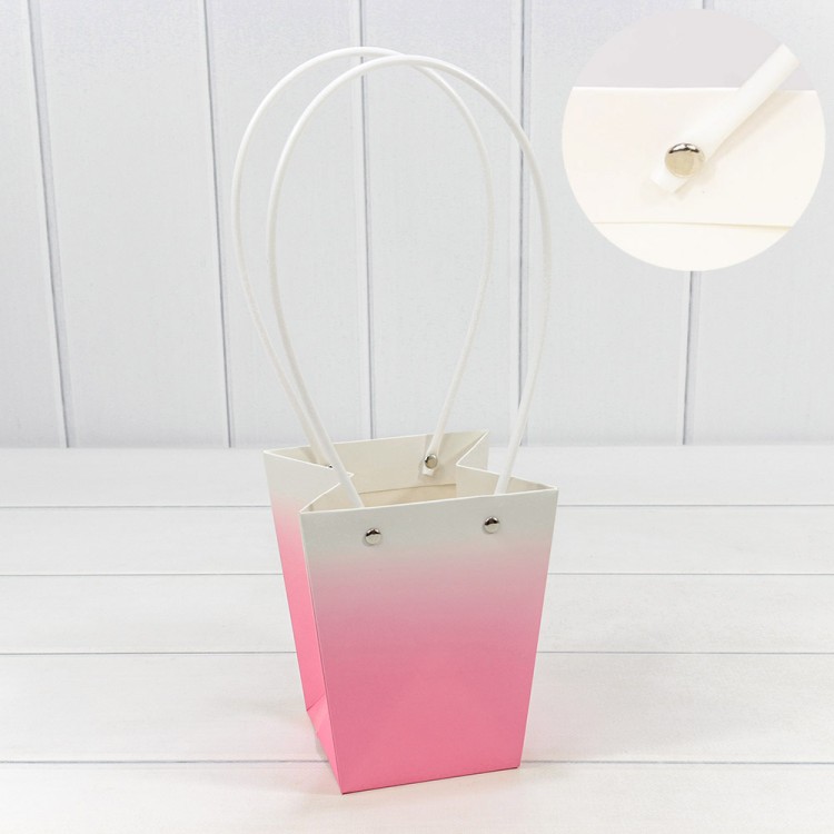 Пакет подарочный "Ваза для цветов" 15,5*13*9,5 260г "Градиент" Розовый 1/10 1/150 Арт: 000184G/6