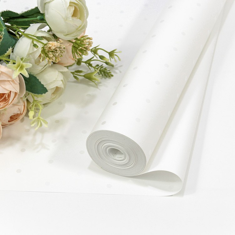 Плёнка 59см 800г матовая "Мелкий горошек" 65мкм Белый 1/6 1/12 Арт: 80091/2