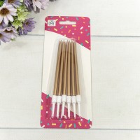 Свечи для торта набор (12 шт.) 10см Золотой 1/12 1/240 Арт: 20010-28/1