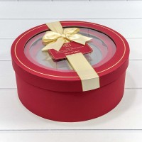 Коробки Круглые Набор 1/3 28*11,5 с окошком и бантом Красный 1/12 Арт: 721302/2