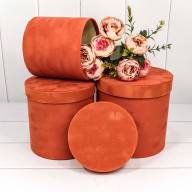 Коробки Цилиндр Набор 1/3 19,5*19 "Бархатный" Красно-оранжевый 1/18 Арт: 720767/10 - Коробки Цилиндр Набор 1/3 19,5*19 "Бархатный" Красно-оранжевый 1/18 Арт: 720767/10