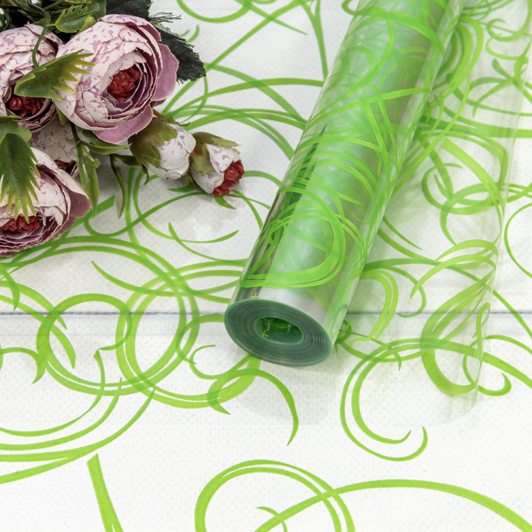 Плёнка 0,7м 500г прозрачная с печатью 12 Зелёный 1/10 Арт: 70012/4